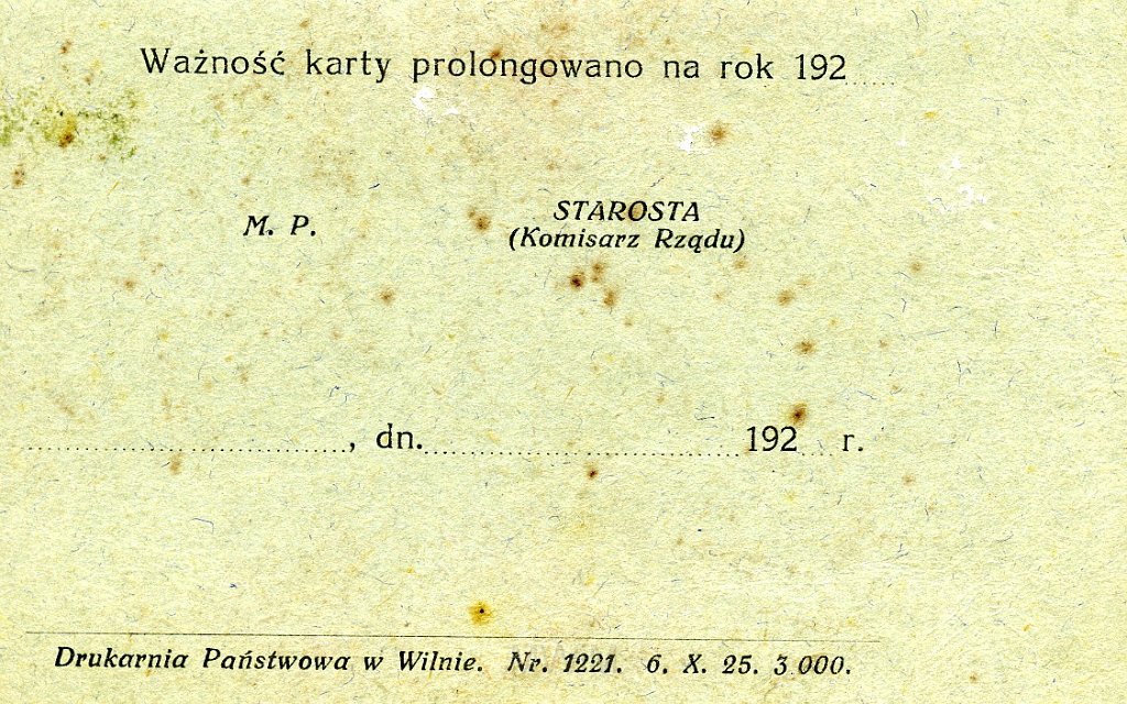 KKE 5672a.jpg - Dok. Karta Rowerowa wydana przez Urząd Komunikacji w Wilnie Antoniego Graszko, Wilno, 11 V 1926 r.